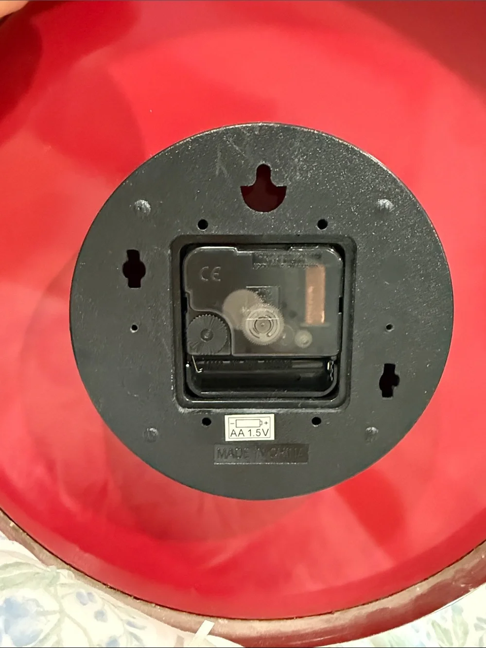 Contemporary Red Wall Clock 11” in Diameter with Brushed Silver Numeral Frame